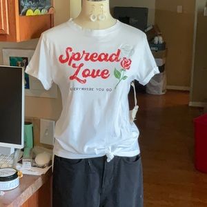 Recycled Threads White “Spread Love Everywhere You Go” Tshirt Size S, NWT